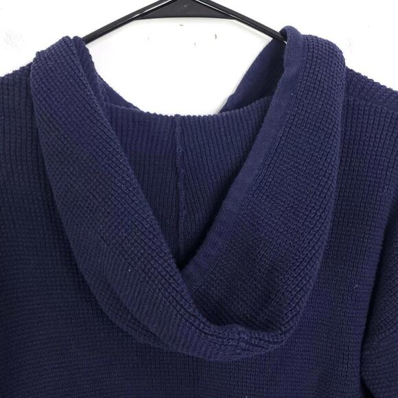 Gap Sweater Womens S Hooded Beachy Navy Coastal Pullover Sweatshirt Split Hem - Picture 8 of 10